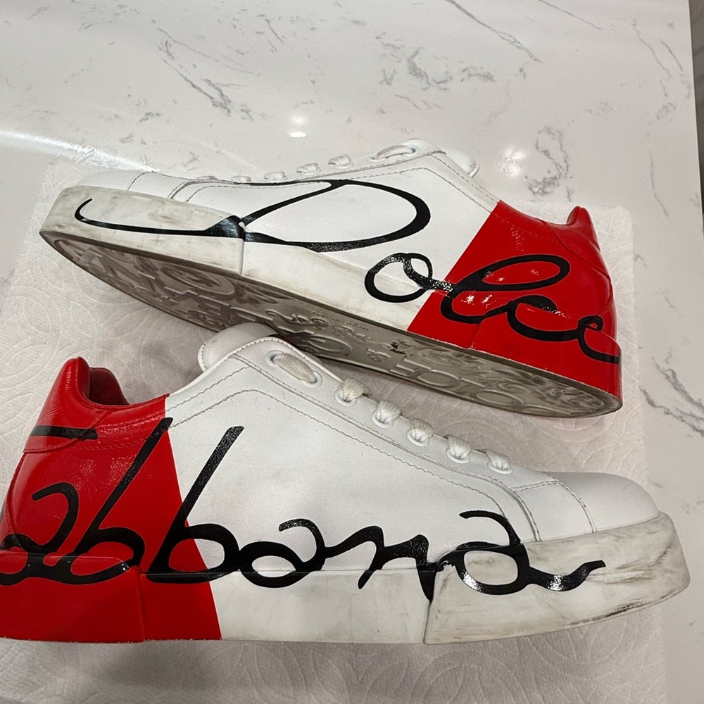 Dolce & Gabbana White and Red Sneakers